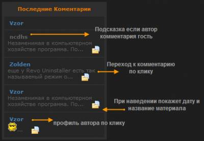 Информер последних комментариев