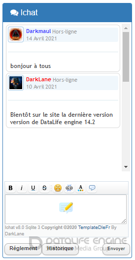 iChat 9.2 + SQLite3 для DLE 15.x