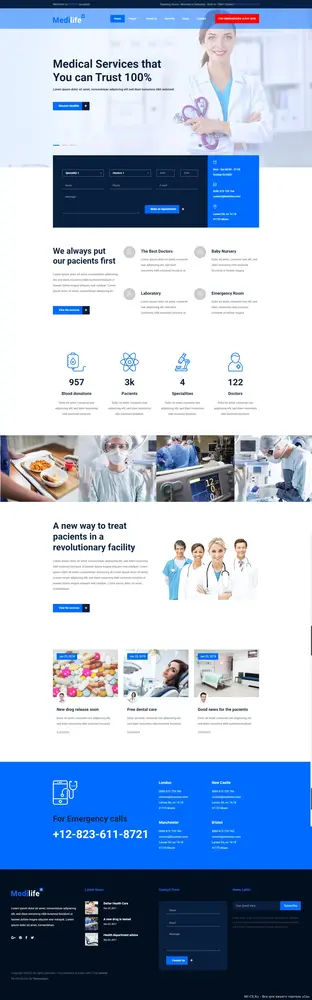 Medilife – Free HTML5 Bootstrap 4 Medical Website Template